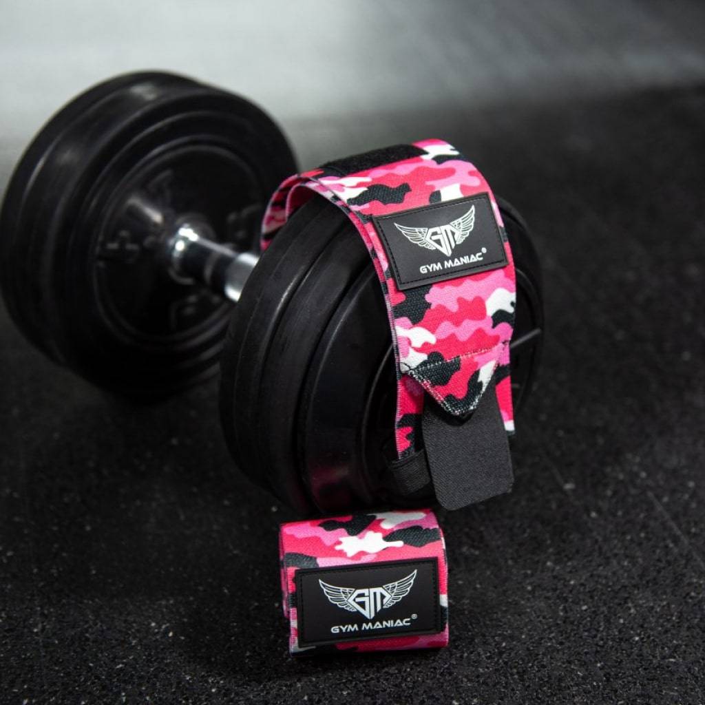 Gym Maniac Pink Camo GM Weightlifting Wrist Wraps Exercise & Fitness  