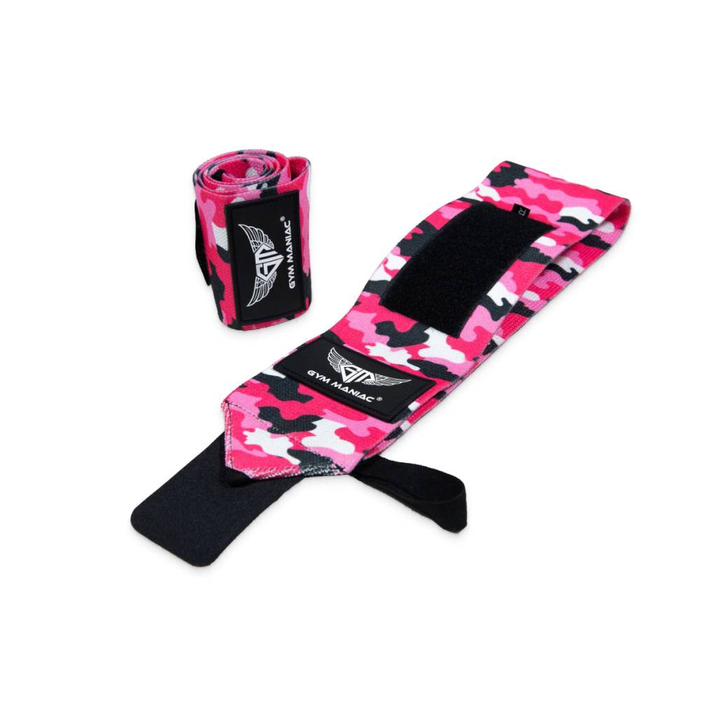Gym Maniac Pink Camo GM Weightlifting Wrist Wraps Exercise & Fitness  
