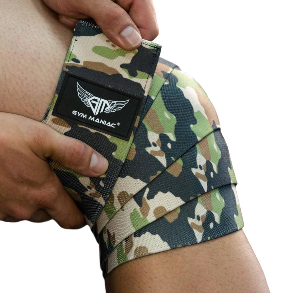 Gym Maniac Brown Camo GM Support Compression Knee Wraps Sports Accessories  