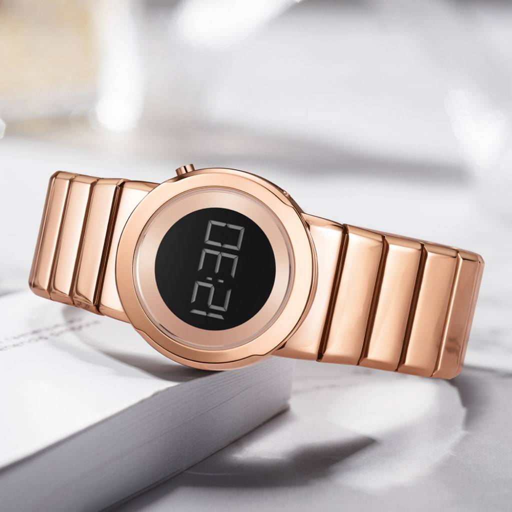 Rose Gold Digital Watch For Women Gadgets  