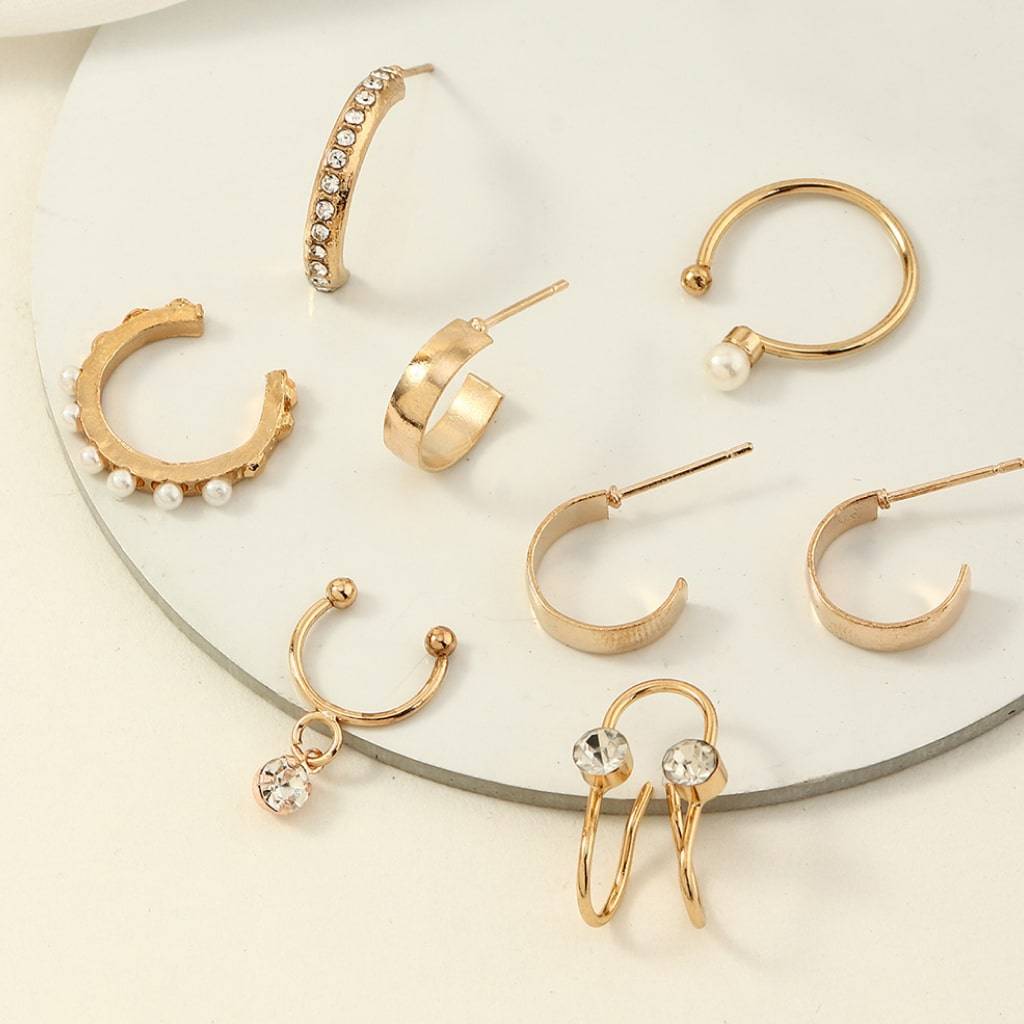 8 Pcs Pearl Stud Earrings Fashion Accessories  