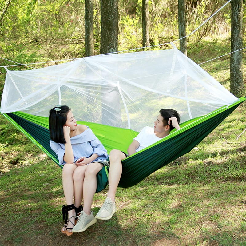 Hammock With Mosquito Net Outdoors Color : Bright Green|Army Green|Blue 