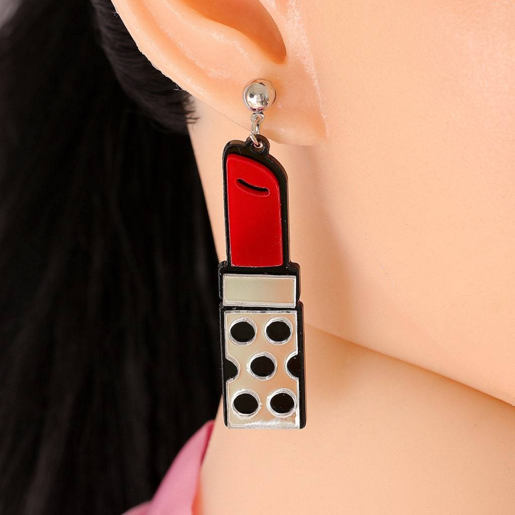 Red Lipstick Earrings Fashion Accessories  