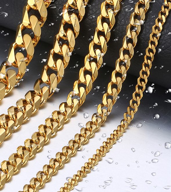 Luxury Men's Chain Necklace Men Jewelry Necklaces Color : Silver |Black |Gold  