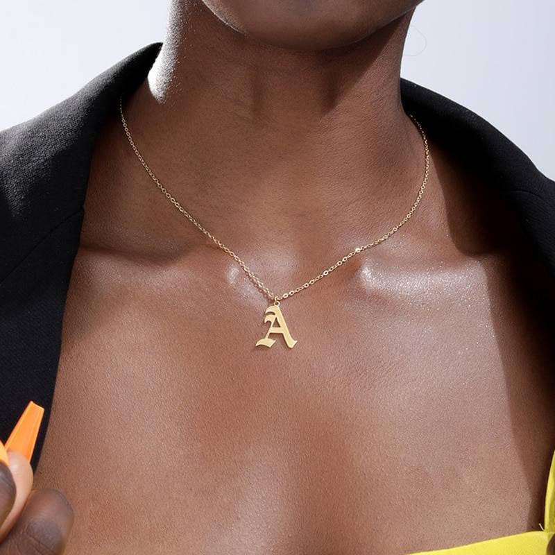 Men's Initial Necklace Men Jewelry Necklaces Metal Color : Gold Plated|Rose Gold Plated|Silver Plated 