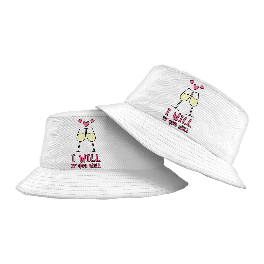 Cute Design Bucket Hat - Wineglass Hat - Heart Bucket Hat Bucket Hats Fashion Accessories Color : White 