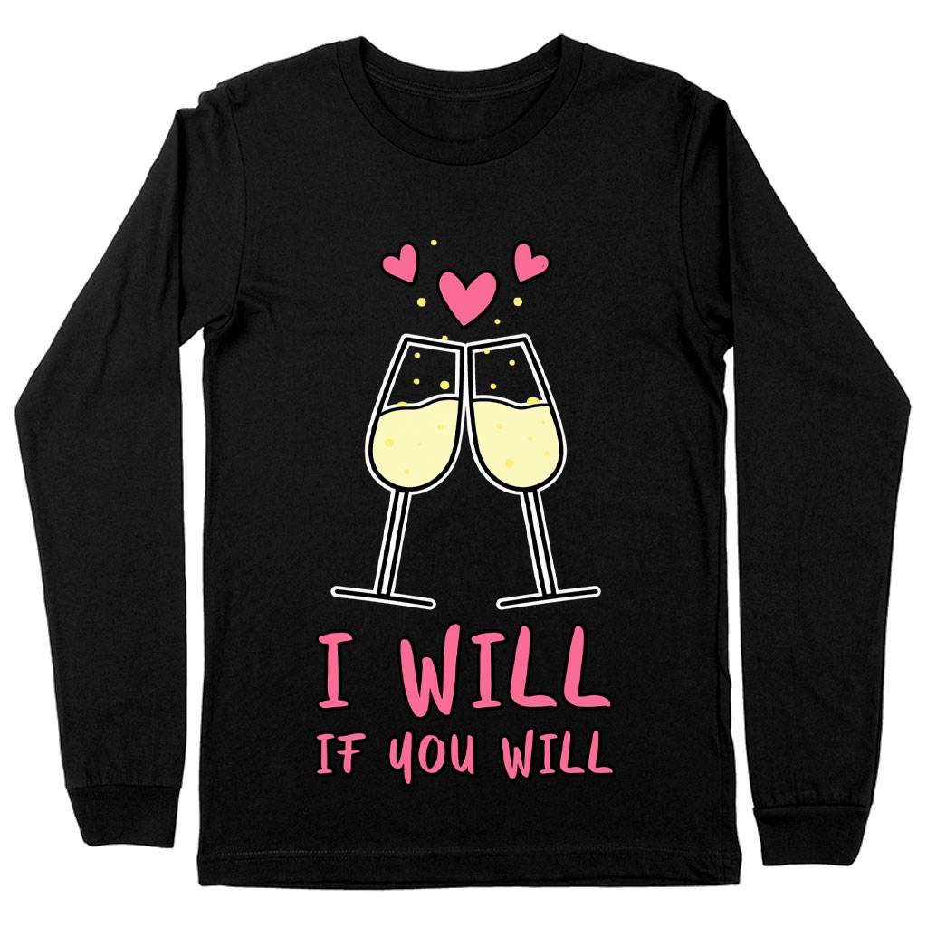 Cute Design Long Sleeve T-Shirt - Wineglass T-Shirt - Heart Long Sleeve Tee Clothing T-Shirts Color : Black|Heather Forest|White 