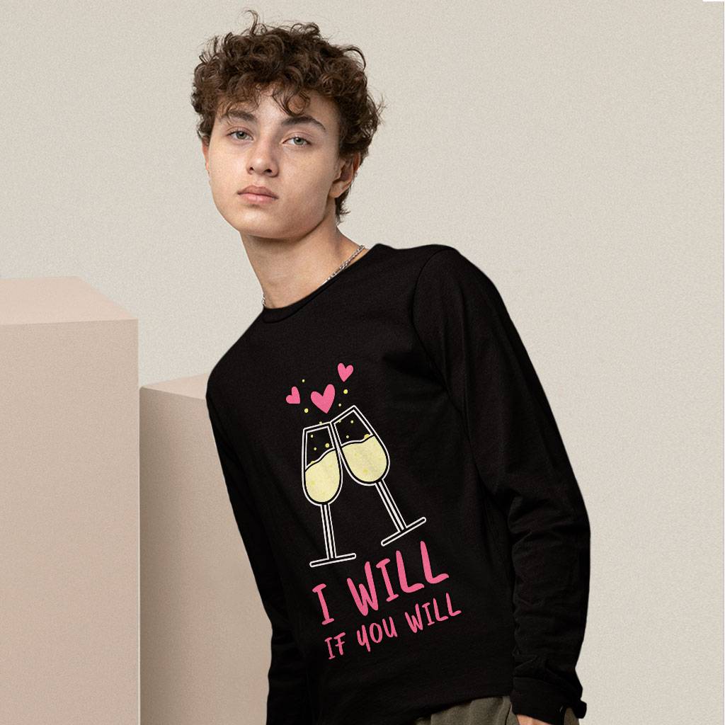 Cute Design Long Sleeve T-Shirt - Wineglass T-Shirt - Heart Long Sleeve Tee Clothing T-Shirts Color : Black|Heather Forest|White 