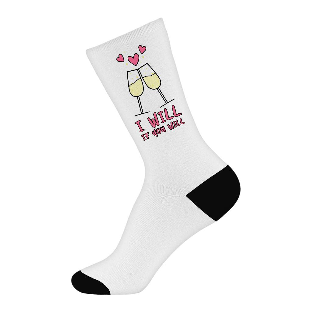 Cute Design Socks - Wineglass Novelty Socks - Heart Crew Socks Fashion Accessories Socks Size : Large|Medium 