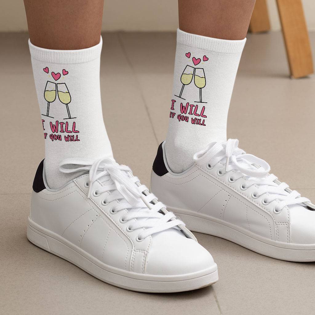 Cute Design Socks - Wineglass Novelty Socks - Heart Crew Socks Fashion Accessories Socks Size : Large|Medium 