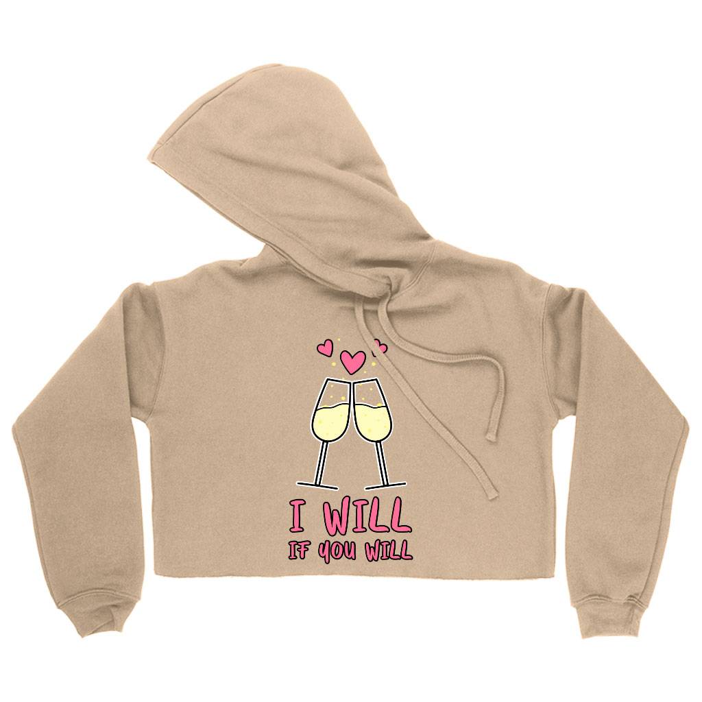 Cute Design Women's Cropped Hoodie - Wineglass Cropped Hoodie - Heart Hooded Sweatshirt Clothing Hoodies Color : Black|Heather Dust|Storm 