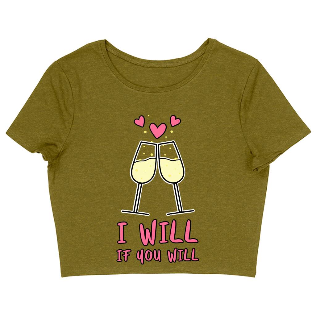 Cute Design Women's Cropped T-Shirt - Wineglass Crop Top - Heart Cropped Tee Clothing T-Shirts Color : Black|Heather Olive|White 