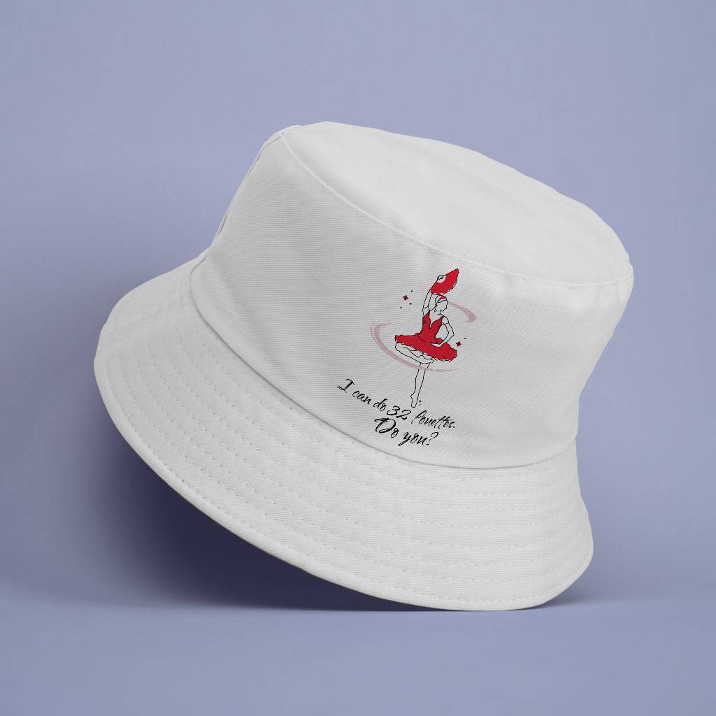 Dance Themed Bucket Hat - Fouette Hat - Funny Bucket Hat Bucket Hats Fashion Accessories Color : White 