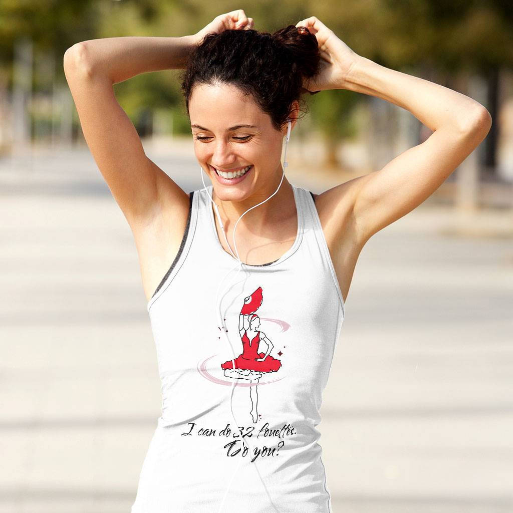 Dance Themed Racerback Tank - Fouette Tank - Funny Workout Tank Clothing Tanks Color : Black|Gray|White 