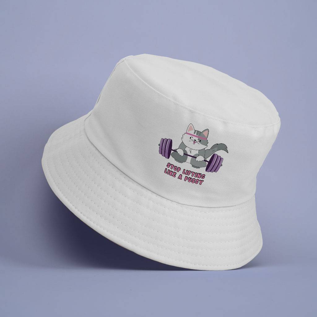 Lifting Design Bucket Hat - Cat Hat - Graphic Bucket Hat Bucket Hats Fashion Accessories Color : White 