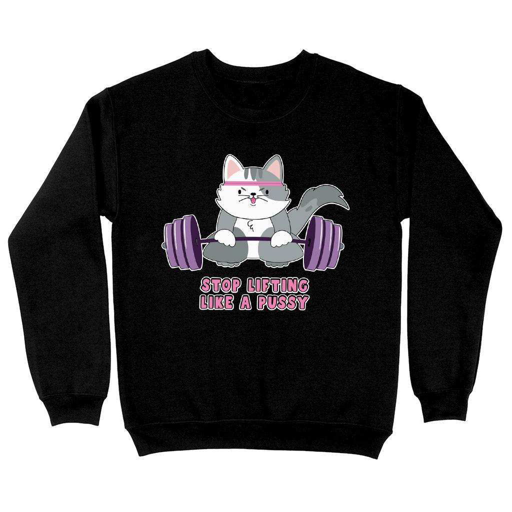 Lifting Design Sweatshirt - Cat Crewneck Sweatshirt - Graphic Sweatshirt Clothing Sweatshirts Color : Black|Charcoal|White 