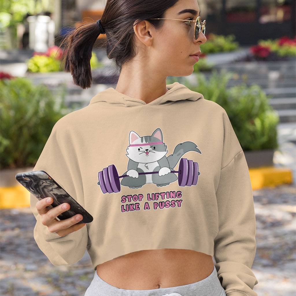 Lifting Design Women's Cropped Hoodie - Cat Cropped Hoodie - Graphic Hooded Sweatshirt Clothing Hoodies Color : Black|Heather Dust|Storm 