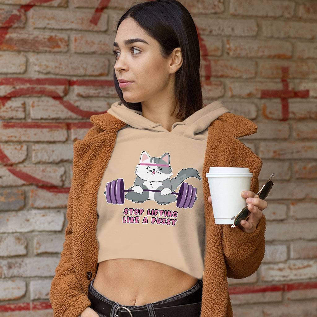 Lifting Design Women's Cropped Hoodie - Cat Cropped Hoodie - Graphic Hooded Sweatshirt Clothing Hoodies Color : Black|Heather Dust|Storm 