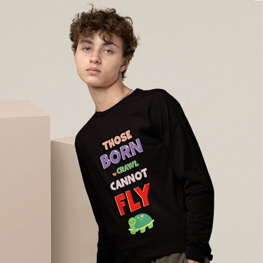 Word Design Long Sleeve T-Shirt - Turtle T-Shirt - Cartoon Long Sleeve Tee Clothing T-Shirts Color : Black|Heather Forest|White 