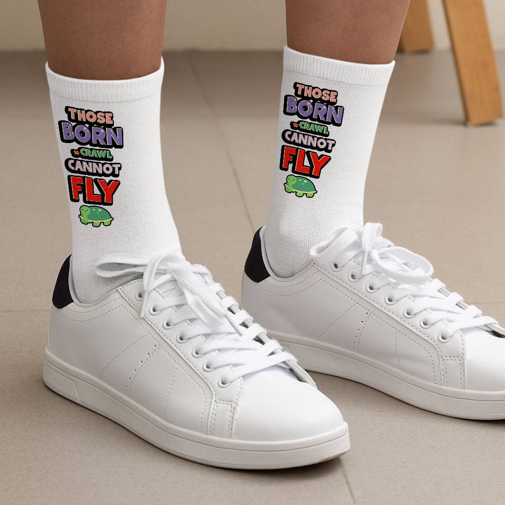Word Design Socks - Turtle Novelty Socks - Cartoon Crew Socks Fashion Accessories Socks Size : Large|Medium 