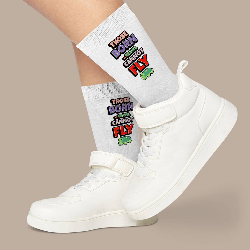 Word Design Socks - Turtle Novelty Socks - Cartoon Crew Socks Fashion Accessories Socks Size : Large|Medium 