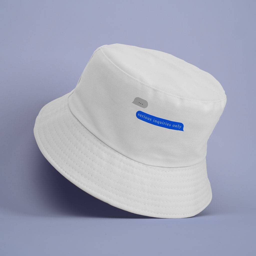 Word Print Bucket Hat - Minimalist Hat - Unique Bucket Hat Bucket Hats Fashion Accessories Color : White 