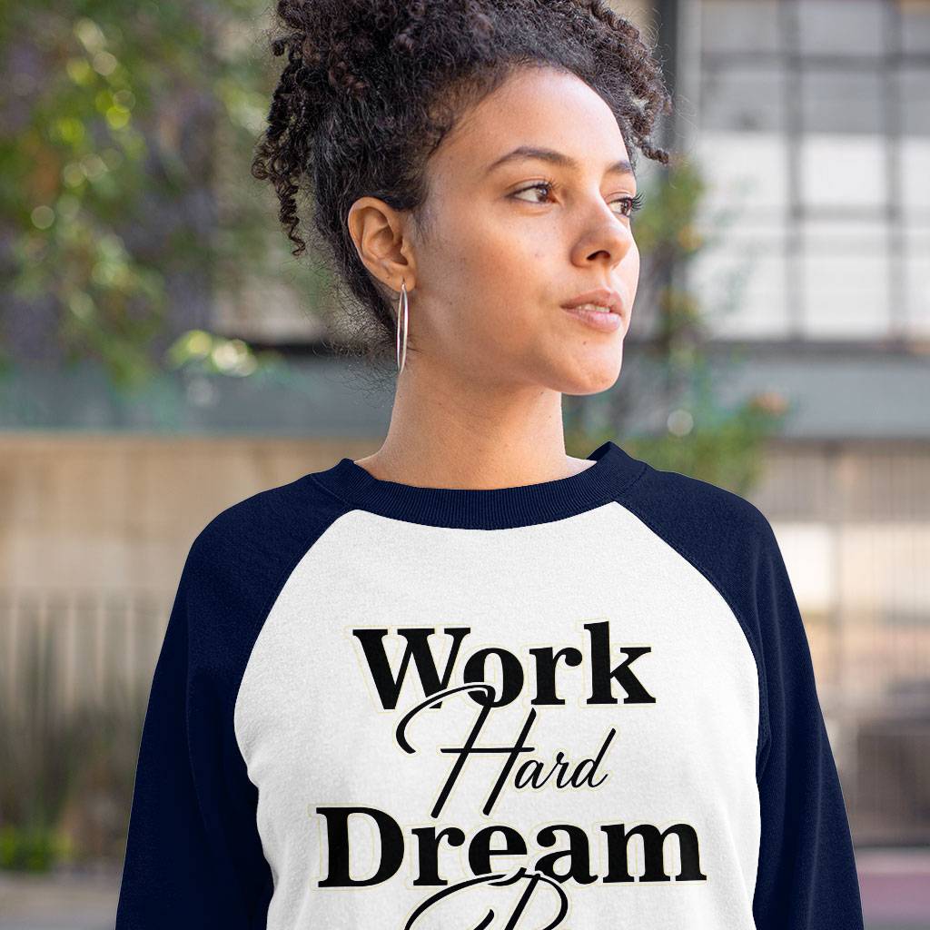 Work Hard Dream Big Baseball T-Shirt - Print T-Shirt - Motivational Baseball Tee Clothing T-Shirts Color : Gray White|Navy White 