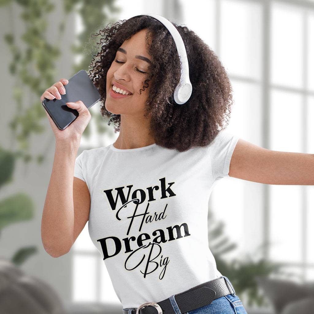 Work Hard Dream Big Heavy Cotton T-Shirt - Print Tee Shirt - Motivational T-Shirt Clothing T-Shirts Color : Black|Forest Green|White 