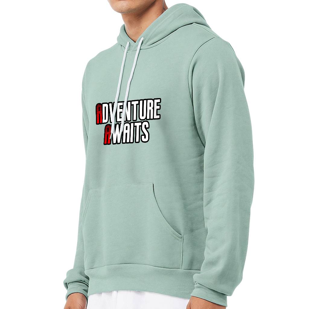 Adventure Awaits Sponge Fleece Hoodie - Inspirational Hoodie - Cool Hooded Sweatshirt Men's Hoodies & Sweatshirts Color : Black|Dusty Blue|Tan|White 