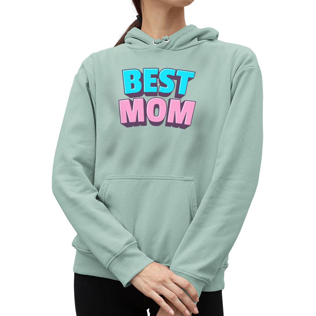 Best Mom Sponge Fleece Hoodie - Cute Hoodie - Gift Hooded Sweatshirt Women's Hoodies & Sweatshirts Color : Black|Dusty Blue|Mauve|White 