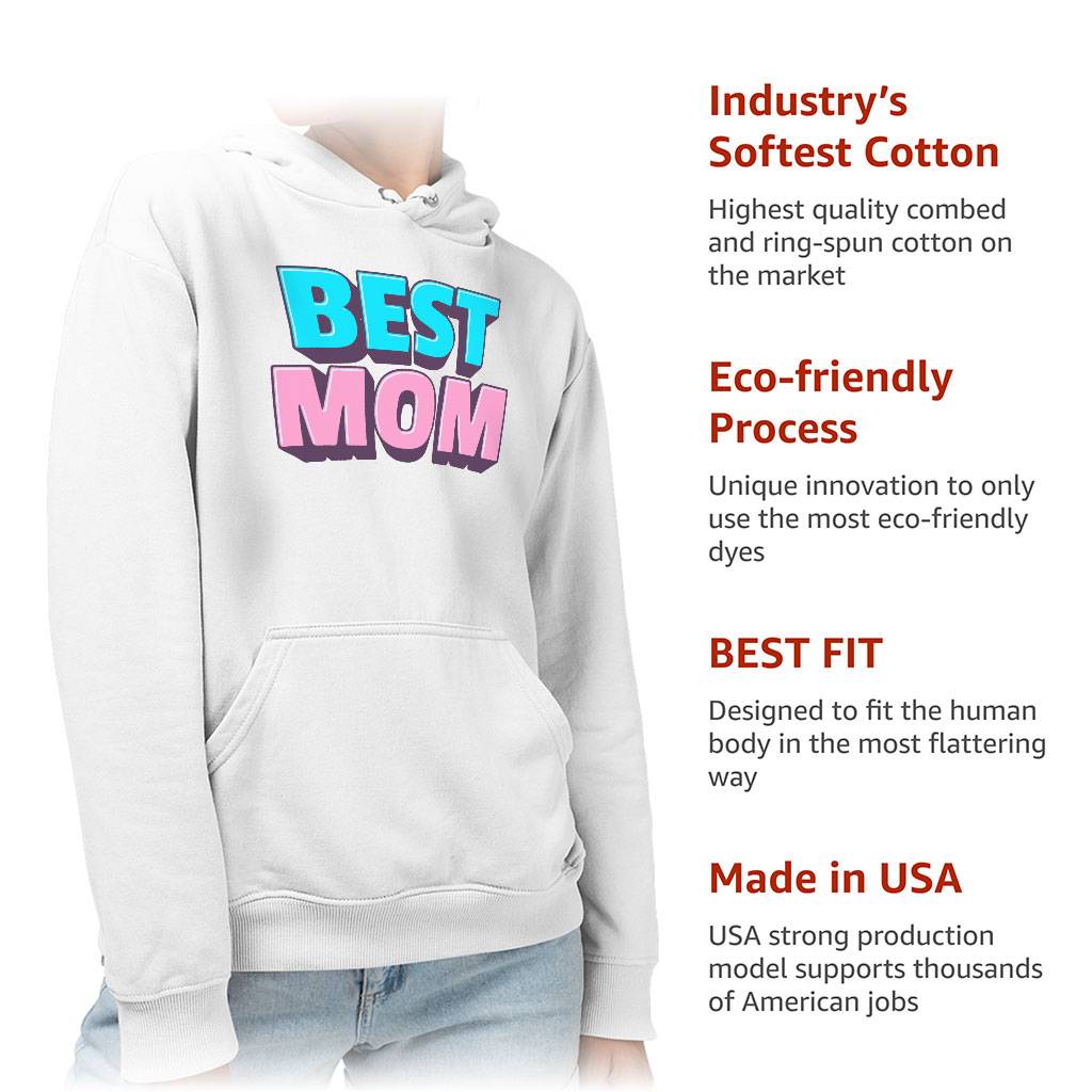 Best Mom Sponge Fleece Hoodie - Cute Hoodie - Gift Hooded Sweatshirt Women's Hoodies & Sweatshirts Color : Black|Dusty Blue|Mauve|White 