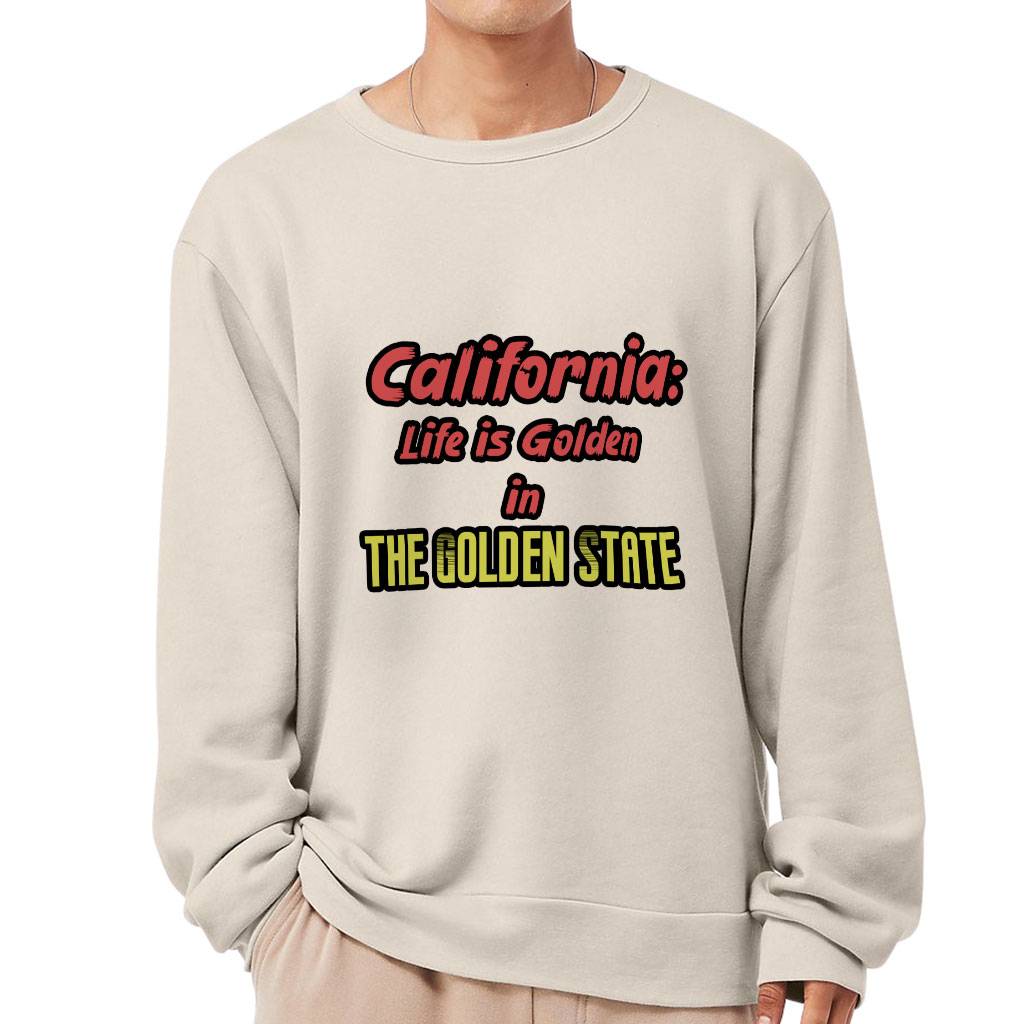 California the Golden State Sponge Fleece Sweatshirt - Trendy Classic Sweatshirt - Cool Design Sweatshirt Men's Hoodies & Sweatshirts Color : Athletic Heather|Black|Heather Dust|White 