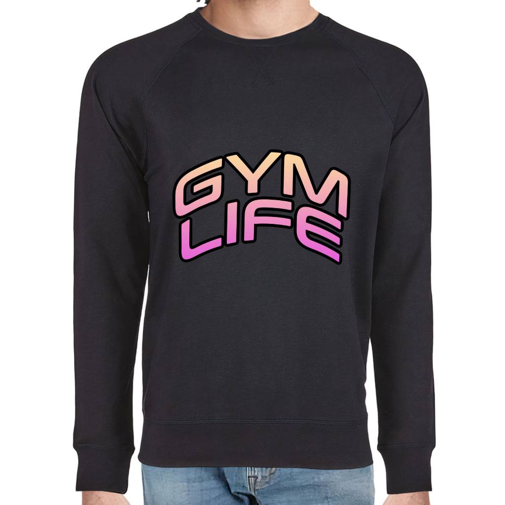 Gym Life Raglan Sweatshirt - Best Design Crewneck Sweatshirt - Graphic Sweatshirt Men's Hoodies & Sweatshirts Color : Black|Heather Gray|Heavy Metal|Midnight Navy 