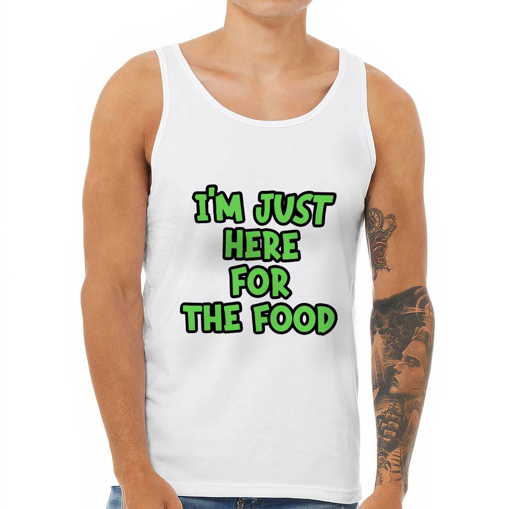 I'm Just Here for the Food Tank - Funny Design Workout Tank - Best Print Jersey Tank Men's T-Shirts Color : Black|Navy|Silver|White 