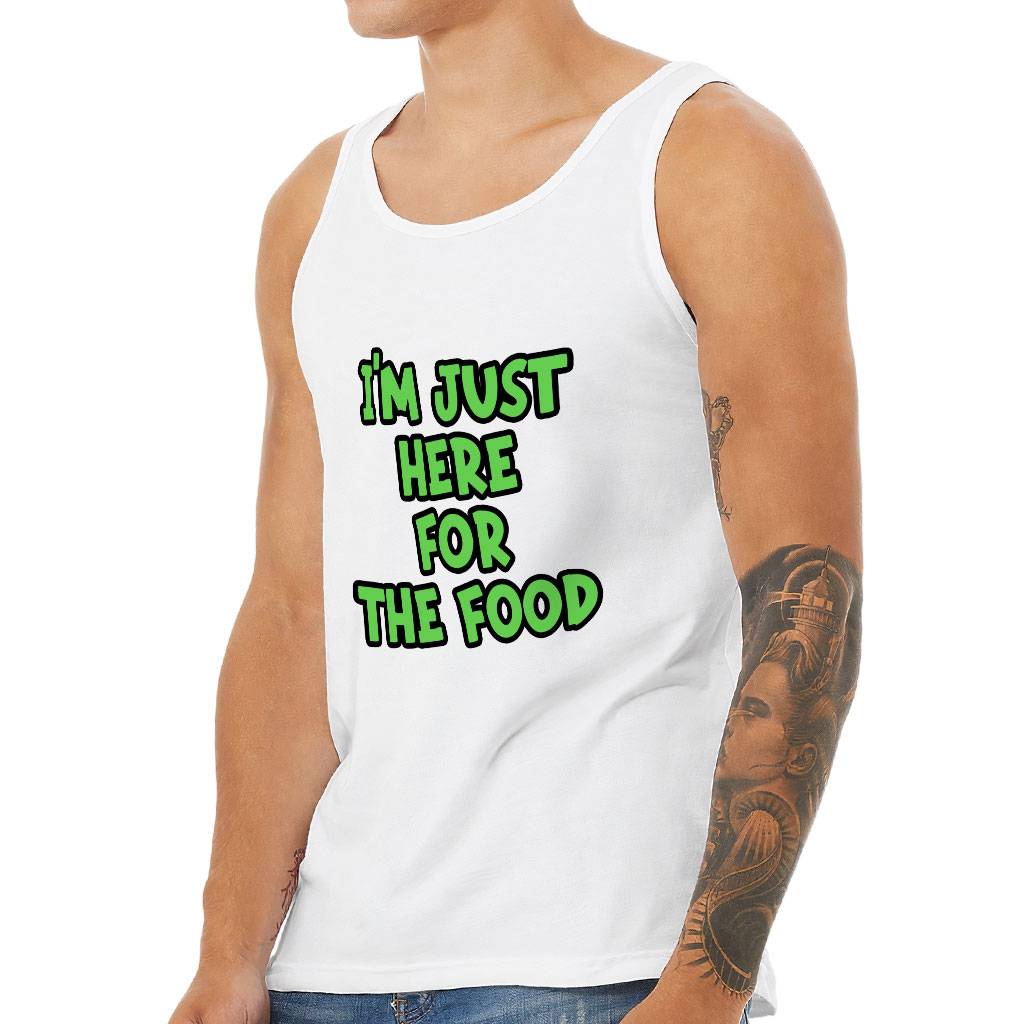 I'm Just Here for the Food Tank - Funny Design Workout Tank - Best Print Jersey Tank Men's T-Shirts Color : Black|Navy|Silver|White 