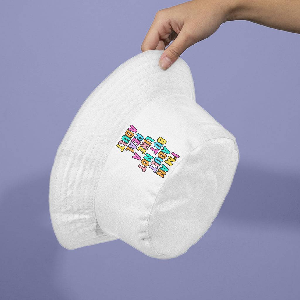 I'm an Adult Bucket Hat - Colorful Hat - Printed Bucket Hat Hats Color : White 