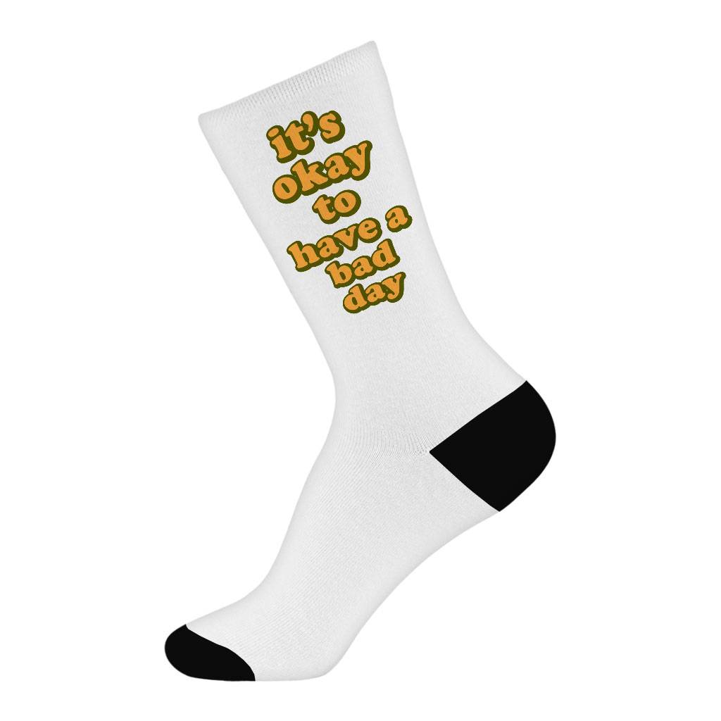 It's Ok Socks - Positive Novelty Socks - Motivational Crew Socks Socks Size : Large|Medium 