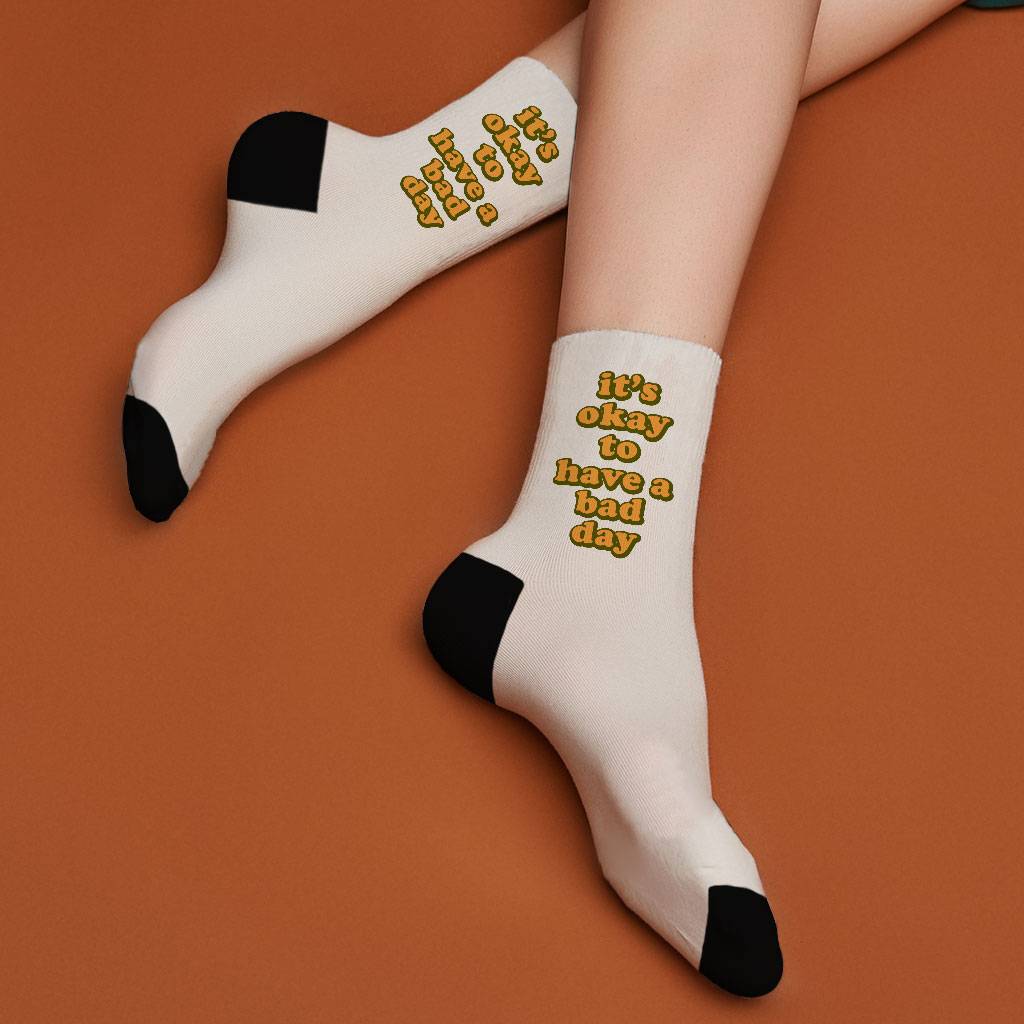 It's Ok Socks - Positive Novelty Socks - Motivational Crew Socks Socks Size : Large|Medium 