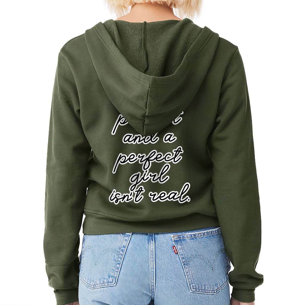 Real Girl Isn't Perfect Women's Zip Hoodie - Themed Hooded Sweatshirt - Best Design Hoodie Women's Hoodies & Sweatshirts Color : Athletic Heather|Black|Military Green|Tan 