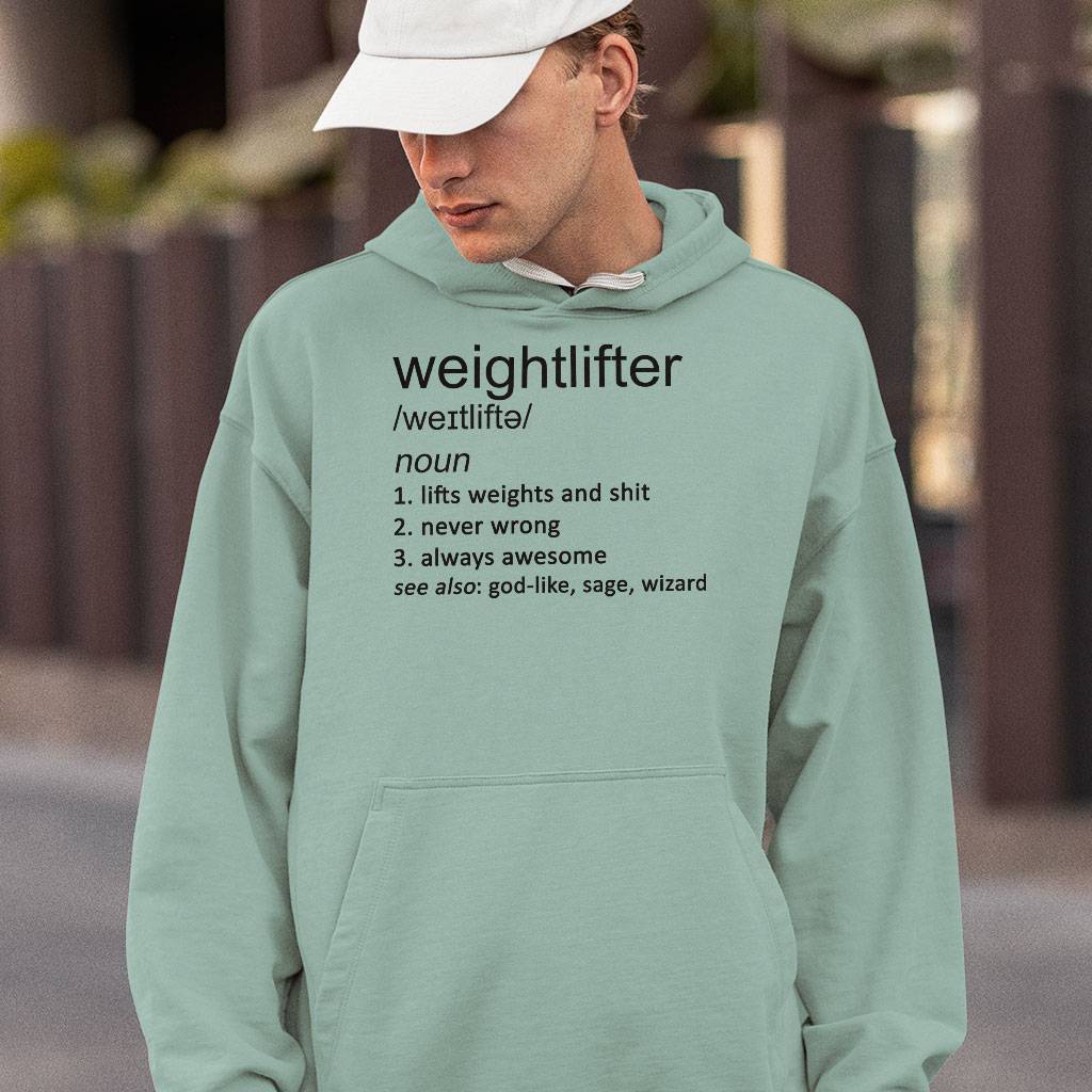 Definition Weightlifter Sponge Fleece Hoodie - Weightlift Print Gift Ideas - Funny Weightlift Hoodies Men's Hoodies & Sweatshirts Color : Black|Dusty Blue|Tan|White 