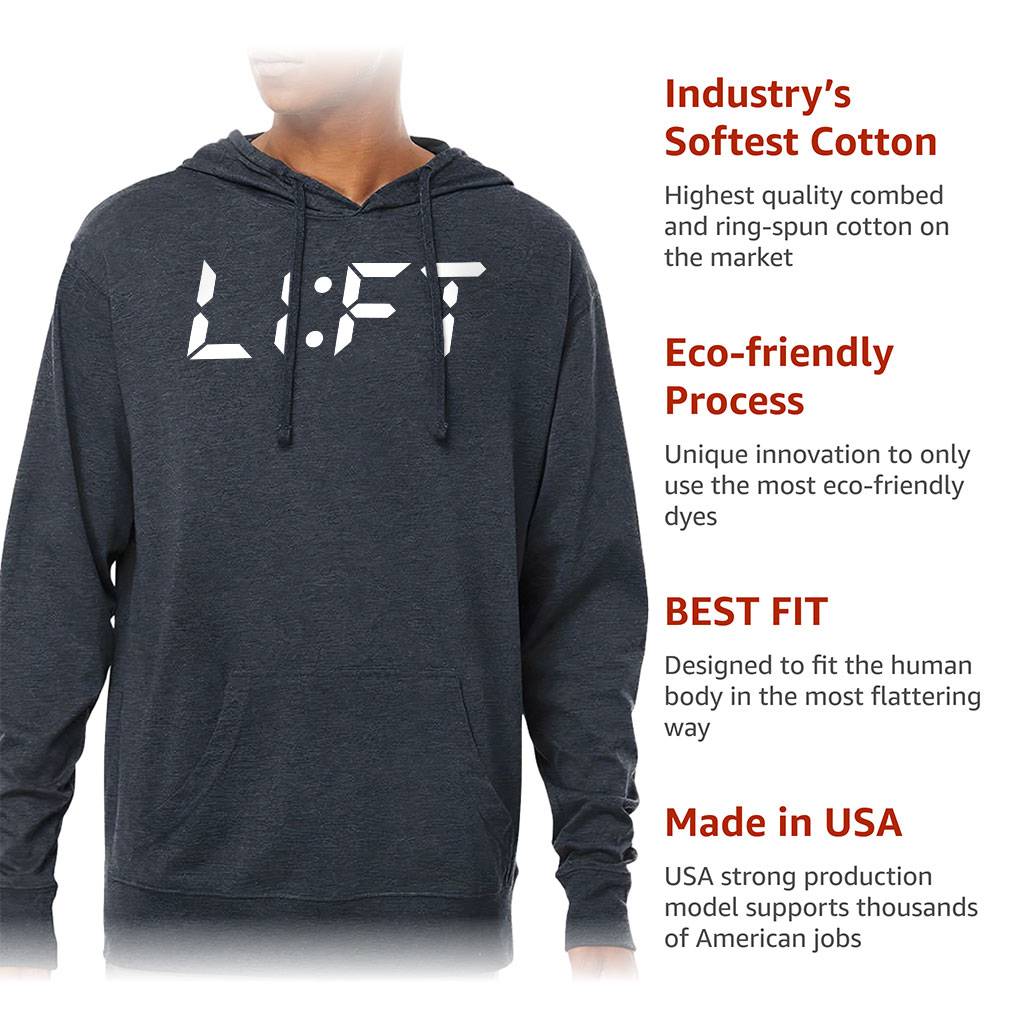 Time Lift Lightweight Jersey Hoodie - Gift for Weightlift Lover - Weightlift Stuff Hoodies Men's Hoodies & Sweatshirts Color : Black|Gunmetal Heather|Navy Heather 