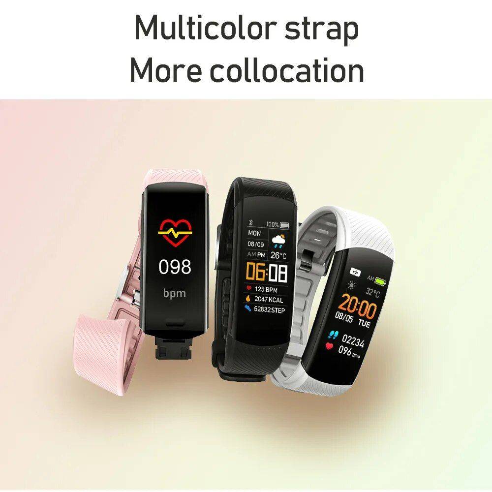 2023 Waterproof Fitness Smart Watch with Heart Rate & Weather Display Exercise & Fitness Color : Black|White|Red|Blue|Pink|Purple|Deep Purple 