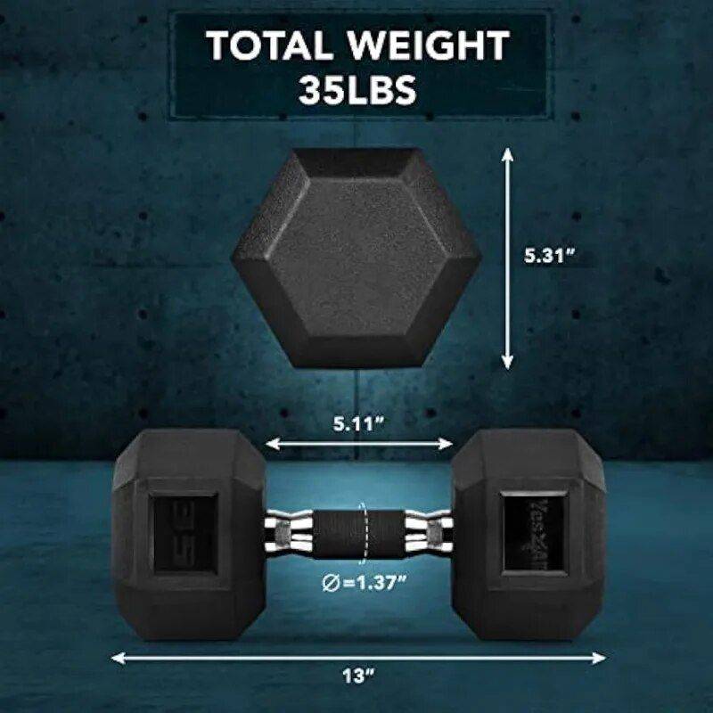 35lb Hex Dumbbell with Rubber Grip Exercise & Fitness  