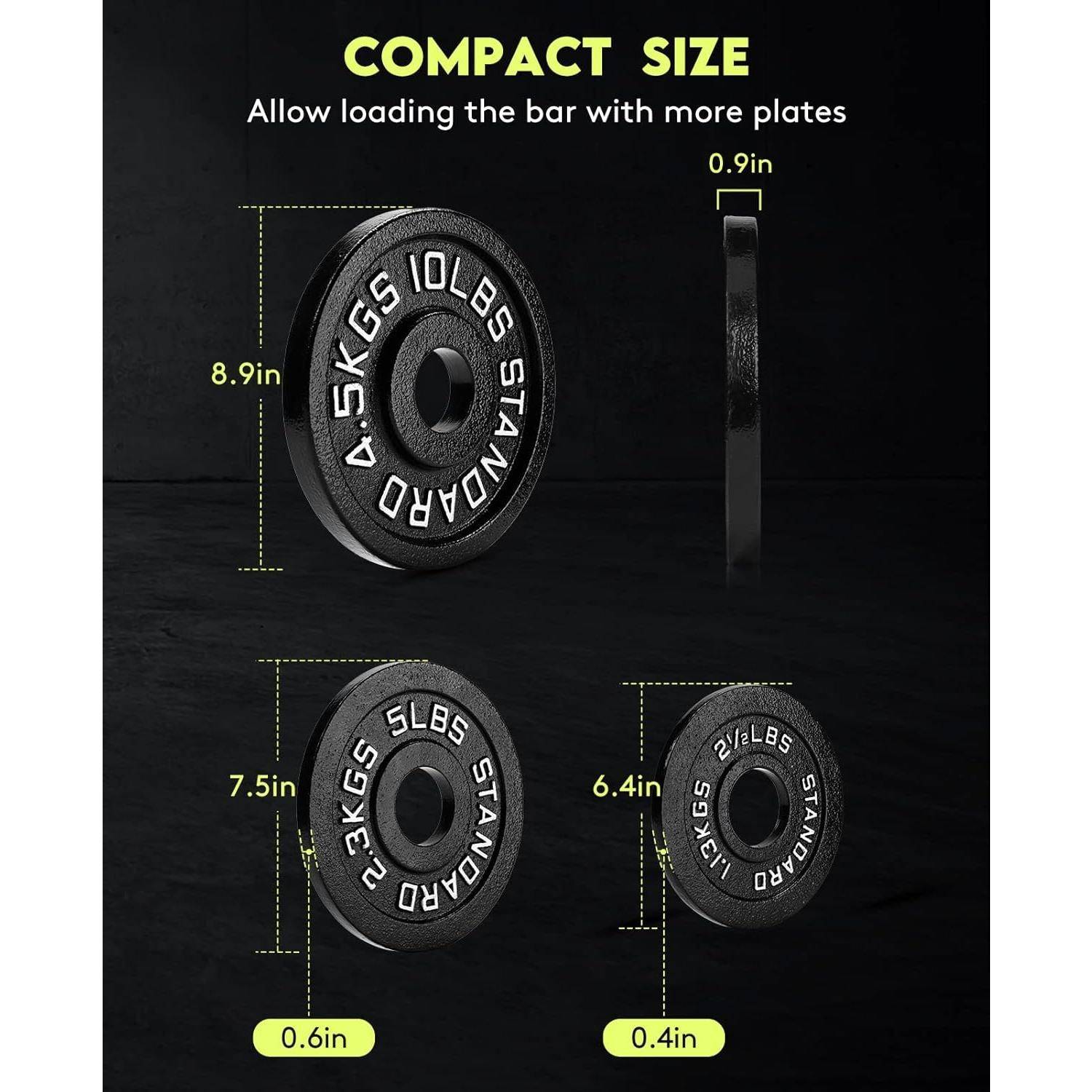 Cast Iron 2-Inch Plate Weight Set for Strength Training, Weightlifting and Crossfit Exercise & Fitness  
