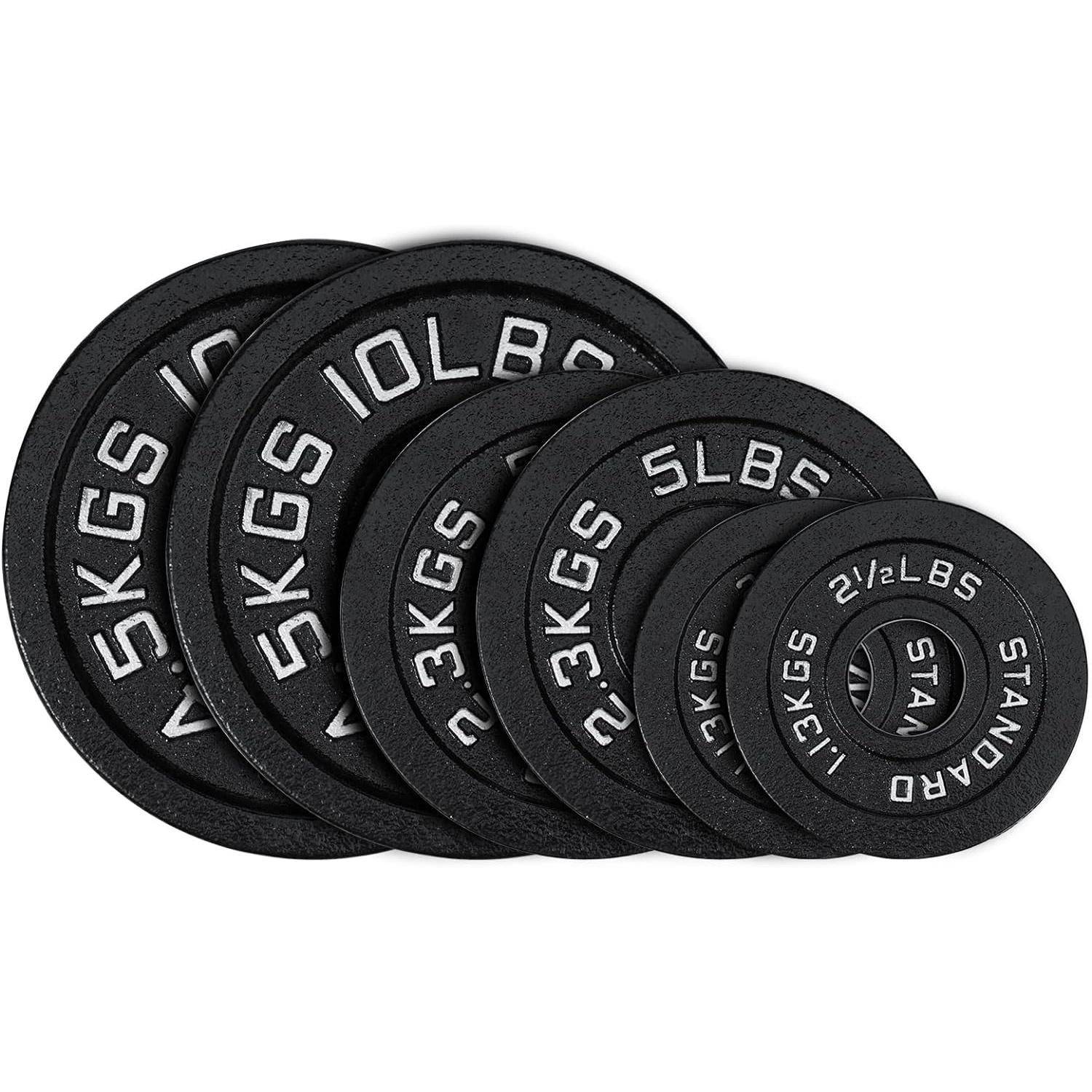 Cast Iron 2-Inch Plate Weight Set for Strength Training, Weightlifting and Crossfit Exercise & Fitness  