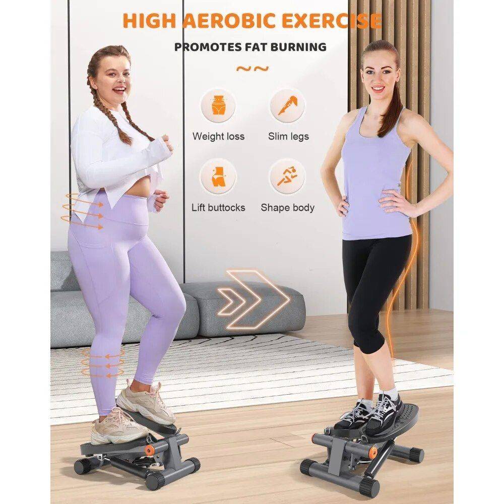 Compact High-Capacity Mini Stair Stepper with Resistance Bands for Core Cardio Training Exercise & Fitness Color : Gray 