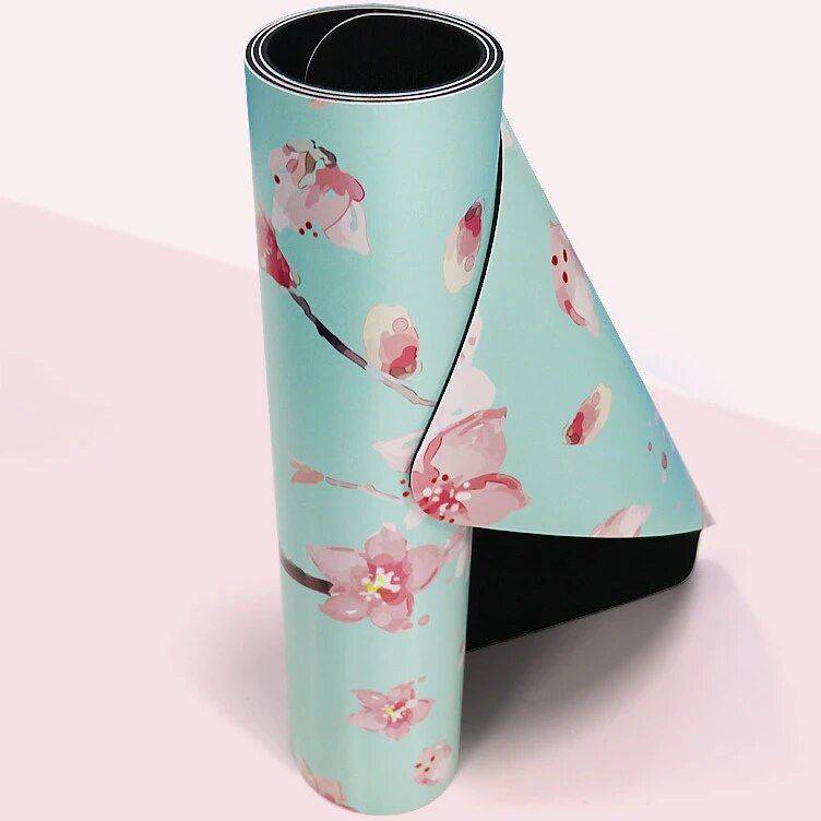 Eco-Friendly Professional Yoga Mat - PU Natural Rubber, Slip Resistant & Sweat Absorbent Yoga Model : Peach Blossom 