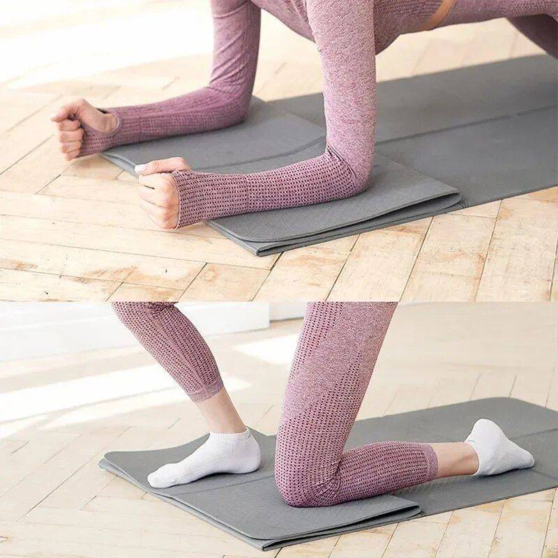 Eco-Friendly TPE Travel Yoga Mat: Foldable, Non-Slip, Lightweight Yoga Color : Grey 