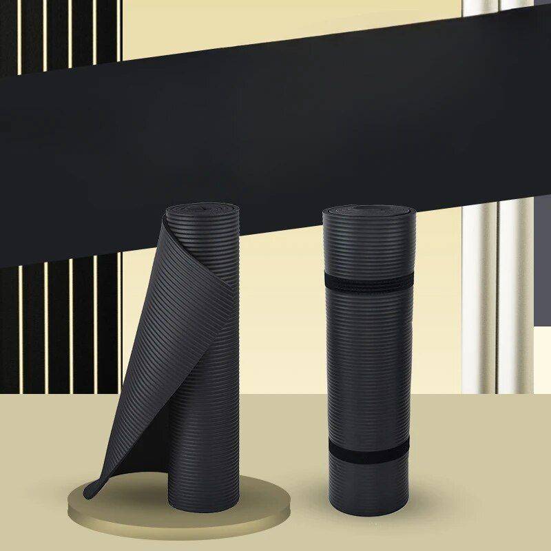 Nordic-Style Thickened Anti-Slip Yoga Mat for Beginners Yoga Model : Black 61x183 add bag 
