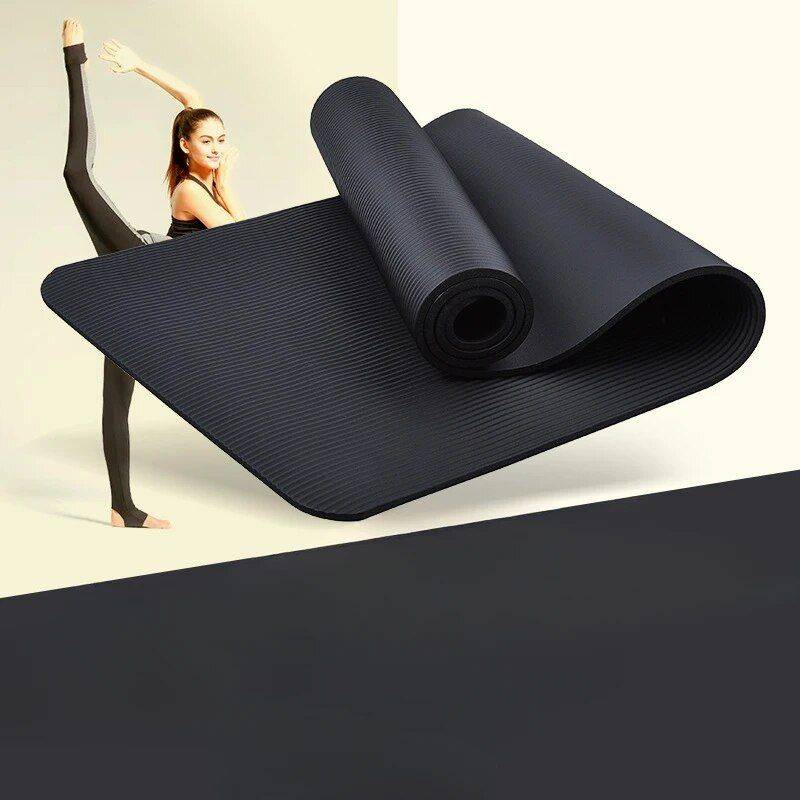Nordic-Style Thickened Anti-Slip Yoga Mat for Beginners Yoga Model : Black 61x183 add bag 